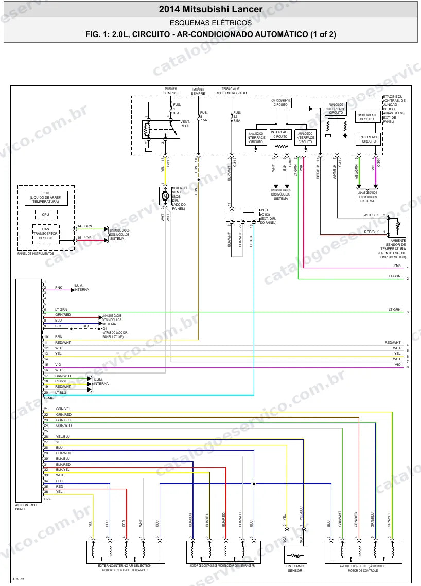 Diagrama elétrico Mitsubishi Lancer 2014 — ar-condicionado