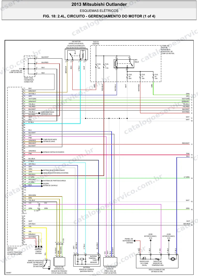 Diagrama elétrico Mitsubishi Outlander 2013 — injeção eletrônica