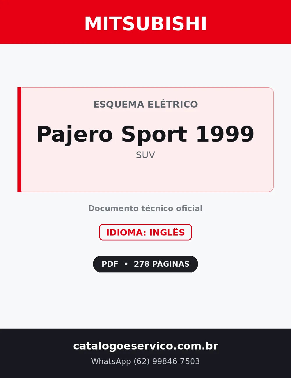 Capa — Esquema Elétrico Mitsubishi Pajero Sport 1999