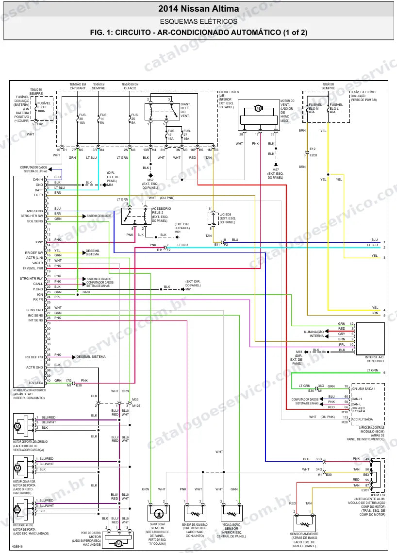Diagrama elétrico Nissan Altima 2014 — ar-condicionado