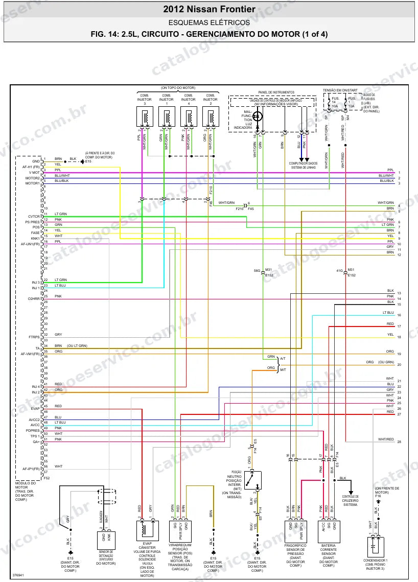 Diagrama elétrico Nissan Frontier 2012 — injeção eletrônica