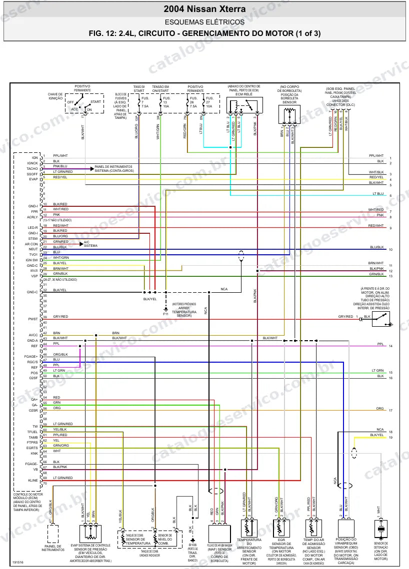 Diagrama elétrico Nissan Xterra 2004 — injeção eletrônica