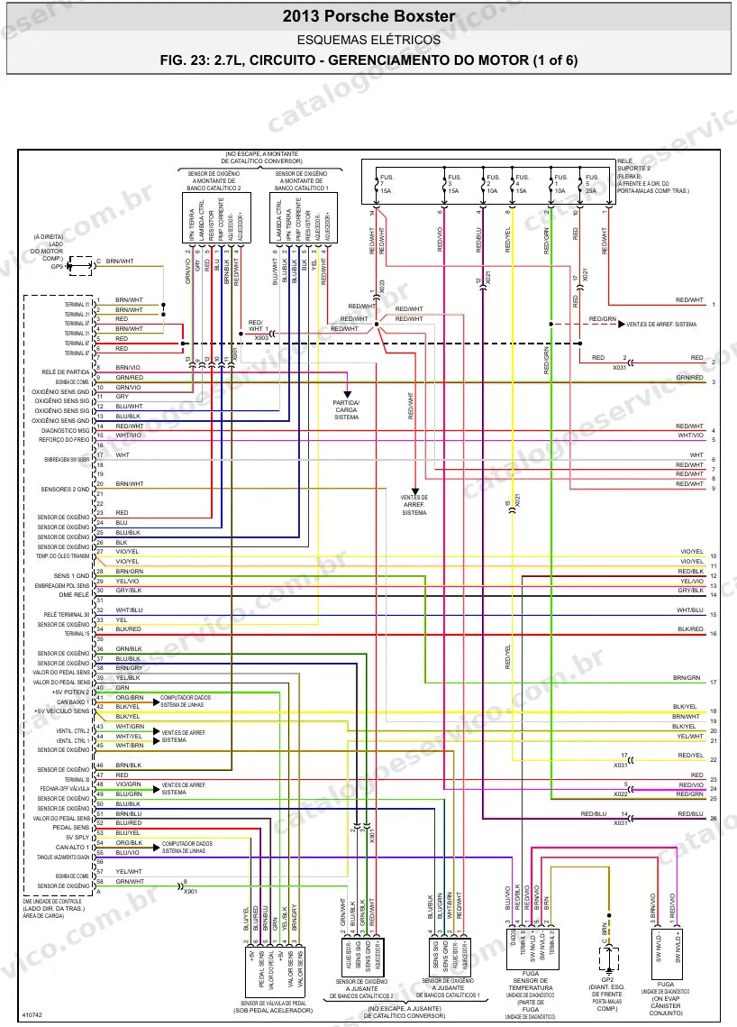 Diagrama elétrico Porsche Boxster 2013 — injeção eletrônica
