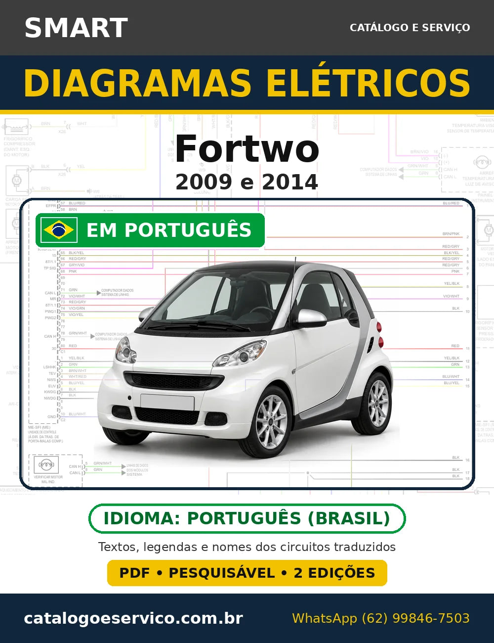 Capa do esquema elétrico Smart Fortwo 2009 e 2014 em PDF