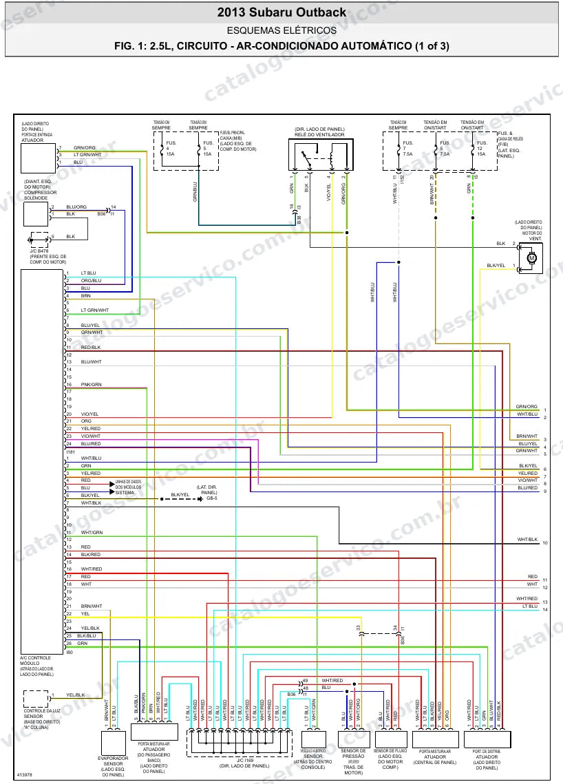 Diagrama elétrico Subaru Outback 2013 — ar-condicionado