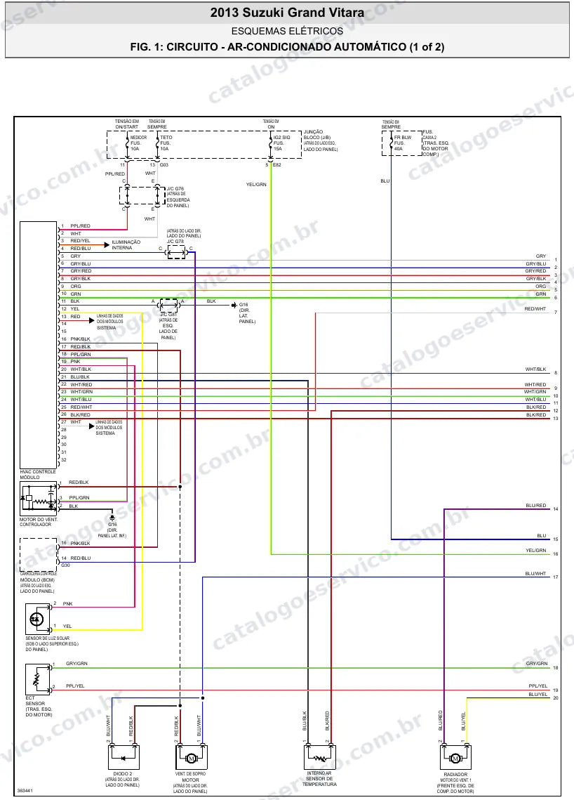 Diagrama elétrico Suzuki Grand Vitara 2013 — ar-condicionado