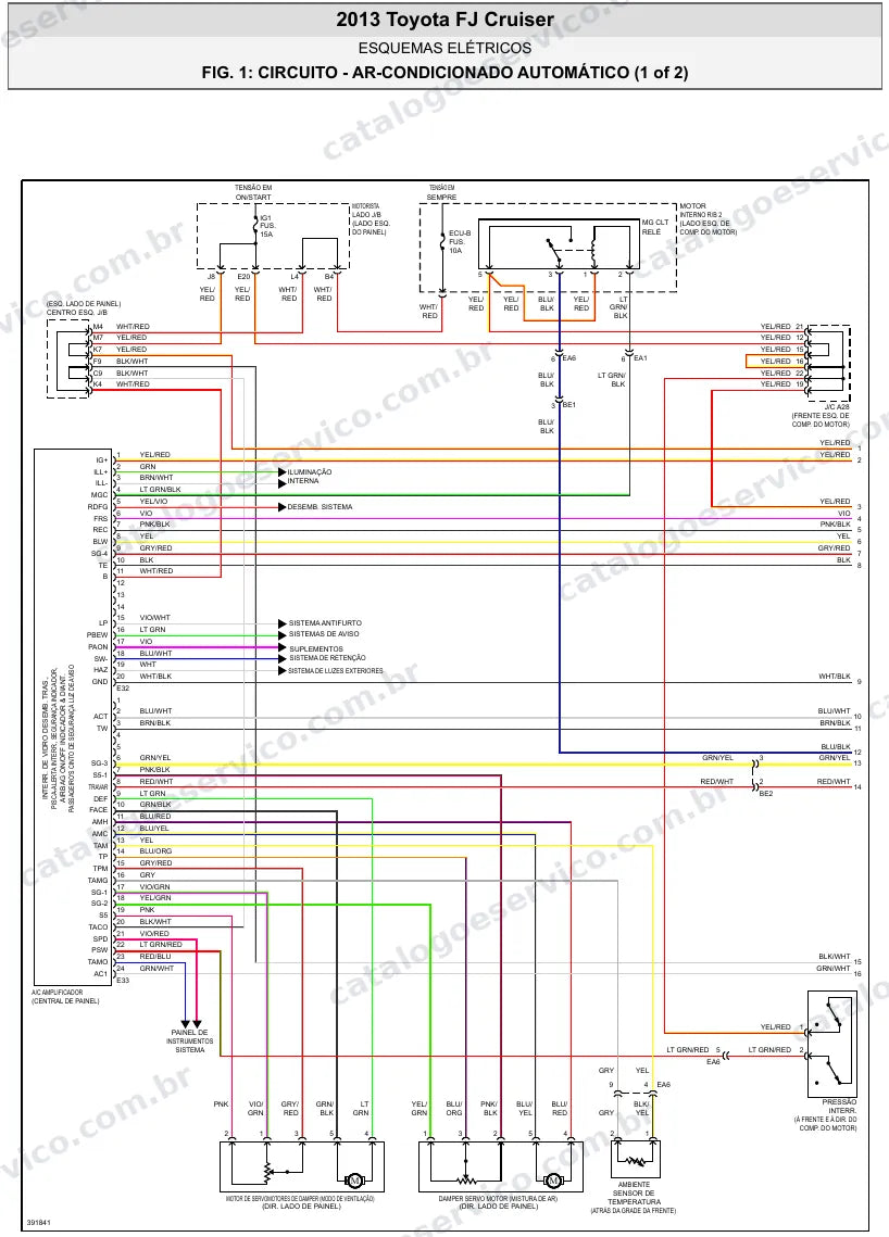 Diagrama elétrico Toyota FJ Cruiser 2013 — ar-condicionado