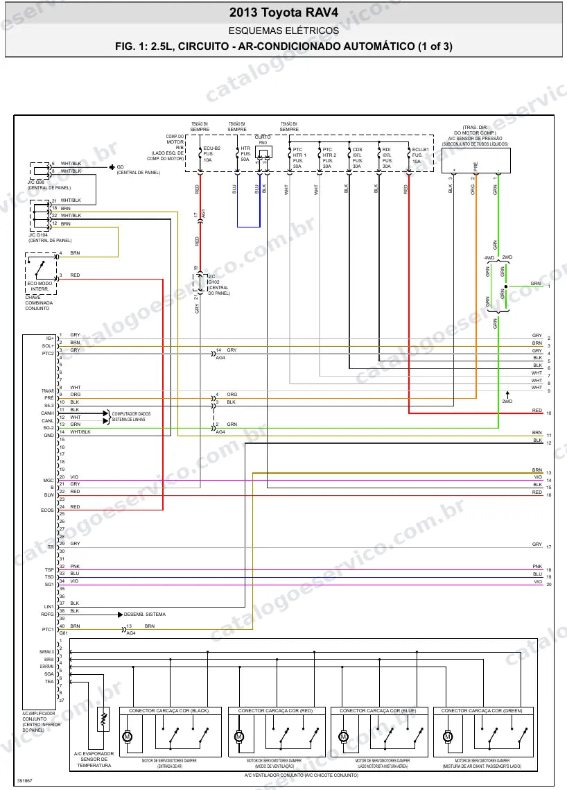 Diagrama elétrico Toyota RAV4 2013 — ar-condicionado
