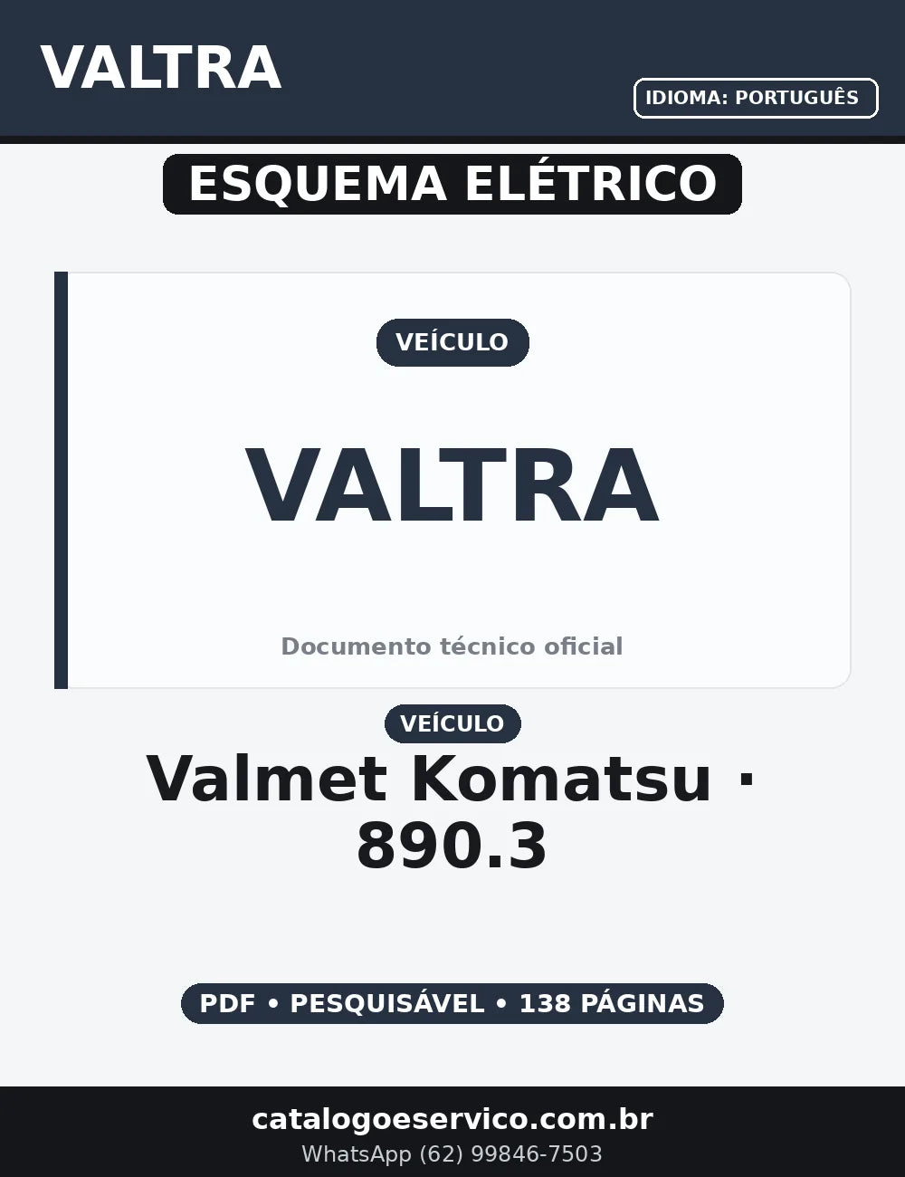 ESQUEMA ELÉTRICO VALMET KOMATSU - 890.3 — capa do manual de serviço
