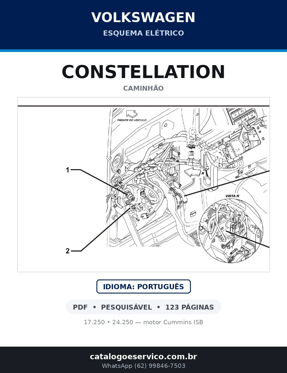 Capa do esquema elétrico Volkswagen CONSTELLATION em PDF — 17.250, 24.250 — motor Cummins ISB