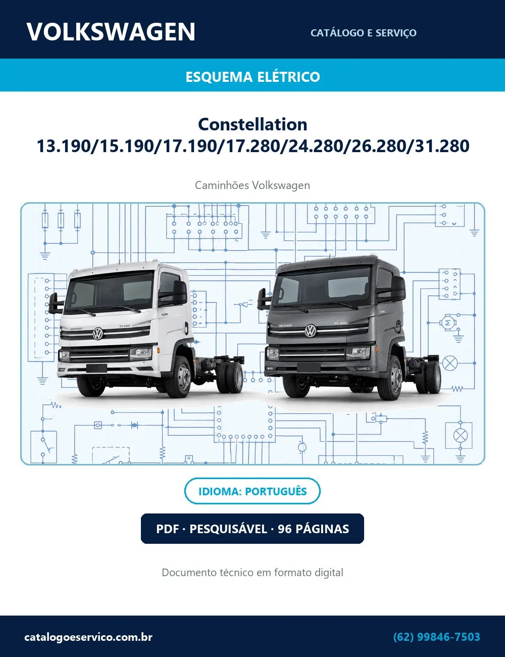 Capa do esquema elétrico Volkswagen CONSTELLATION em PDF — 13.190, 15.190, 17.190, 17.280, 24.280, 26.280, 31.280