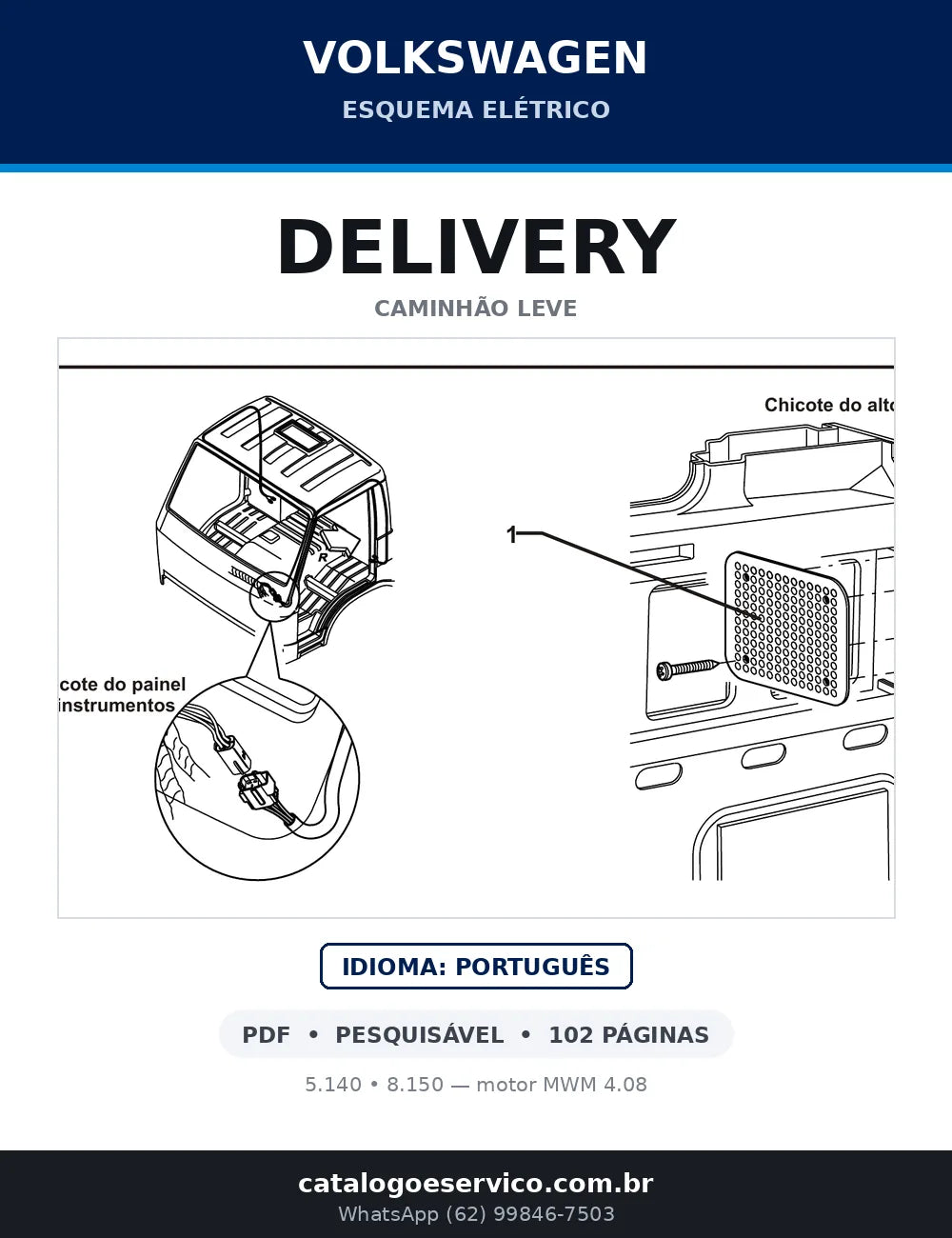 Capa do esquema elétrico Volkswagen DELIVERY em PDF — 5.140, 8.150 — motor MWM 4.08