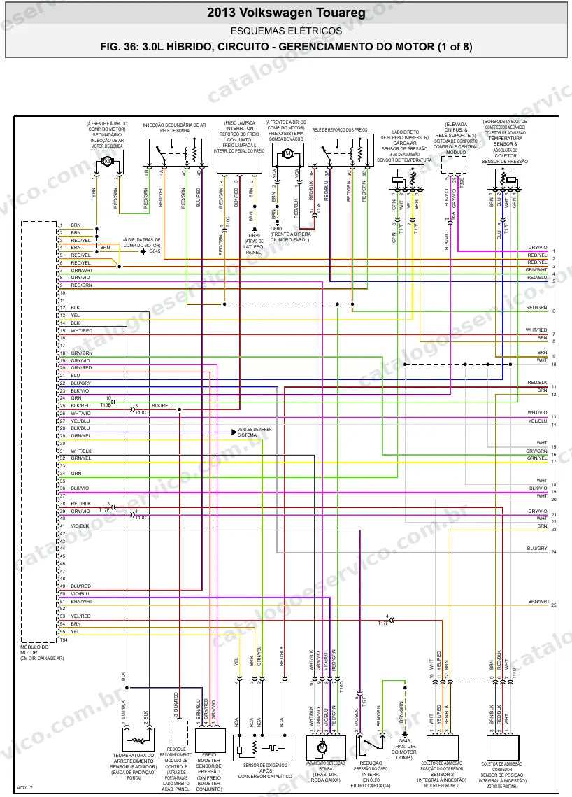Diagrama elétrico Volkswagen Touareg 2013 — injeção eletrônica