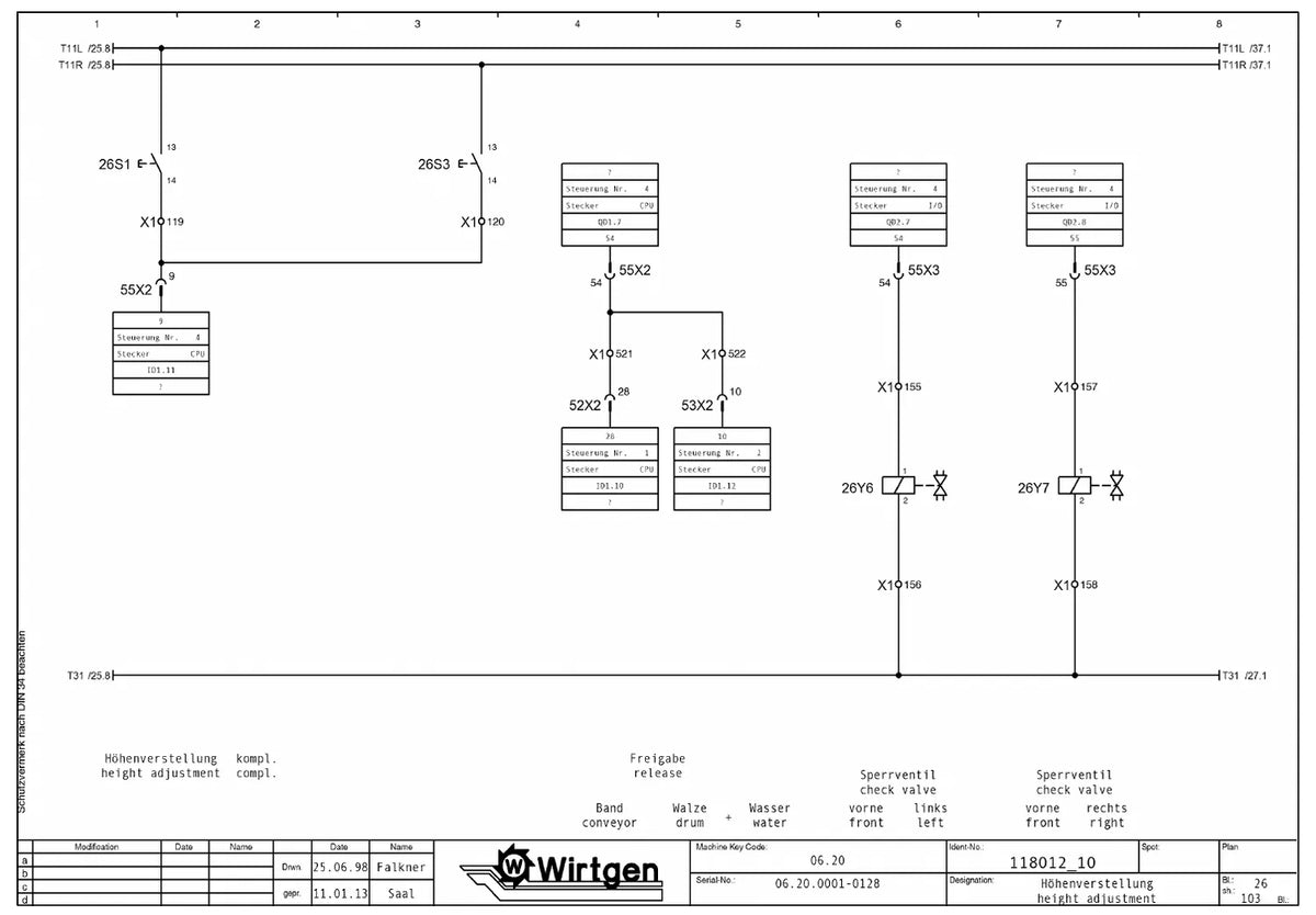 Esquema Elétrico Wirtgen W 2000 (série 06.20, nº 0001 a 0128) — amostra 2 de página interna do documento