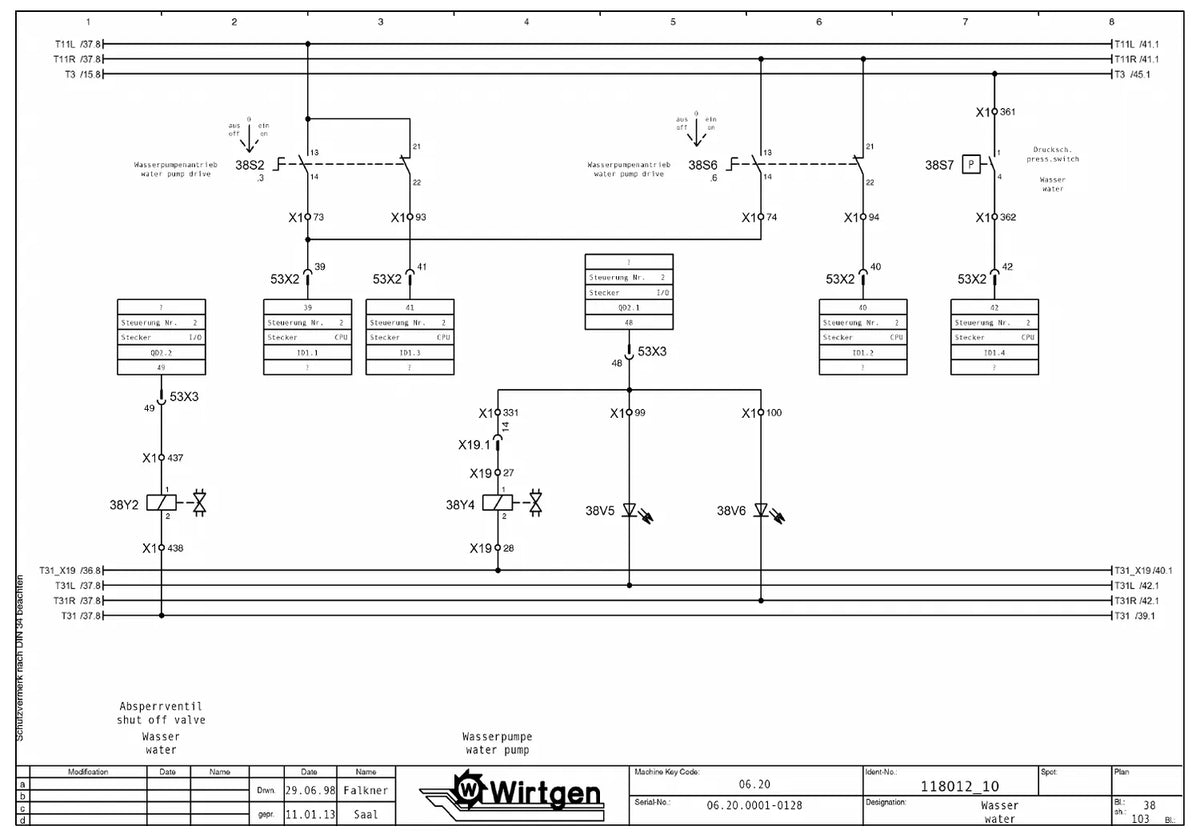 Esquema Elétrico Wirtgen W 2000 (série 06.20, nº 0001 a 0128) — amostra 3 de página interna do documento