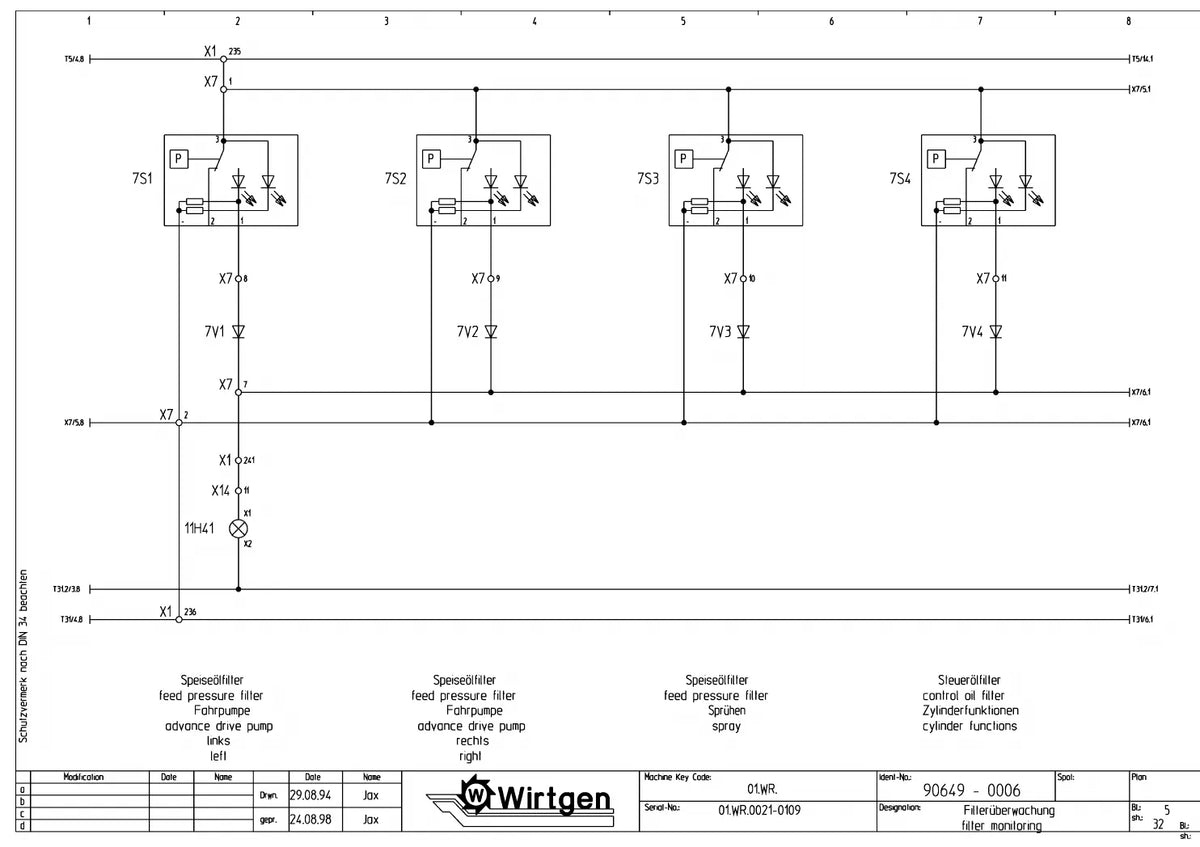 Esquema Elétrico Wirtgen WR 2500 (série 01.WR) — amostra 1 de página interna do documento