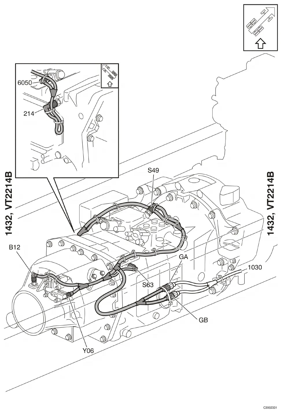 Prancha de diagrama elétrico e hidráulico — Volvo VM / CHID 109281– / 20150391 (amostra 2 de 2)