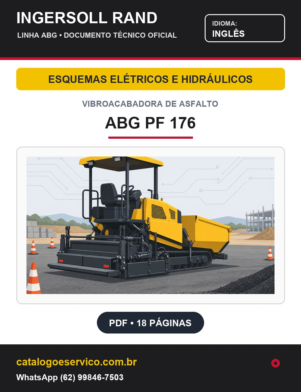 Capa Esquemas Elétricos e Hidráulicos Vibroacabadora de Asfalto ABG PF 176 Ingersoll Rand / Volvo (Inglês)