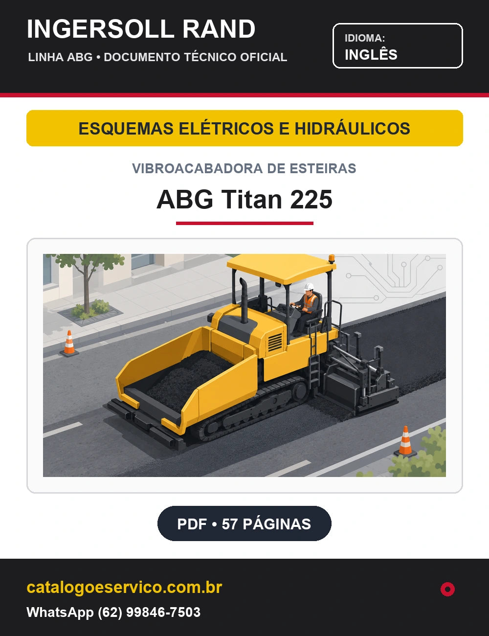 Capa Esquemas Elétricos e Hidráulicos Vibroacabadora de Esteiras ABG Titan 225 Ingersoll Rand / Volvo (Inglês)