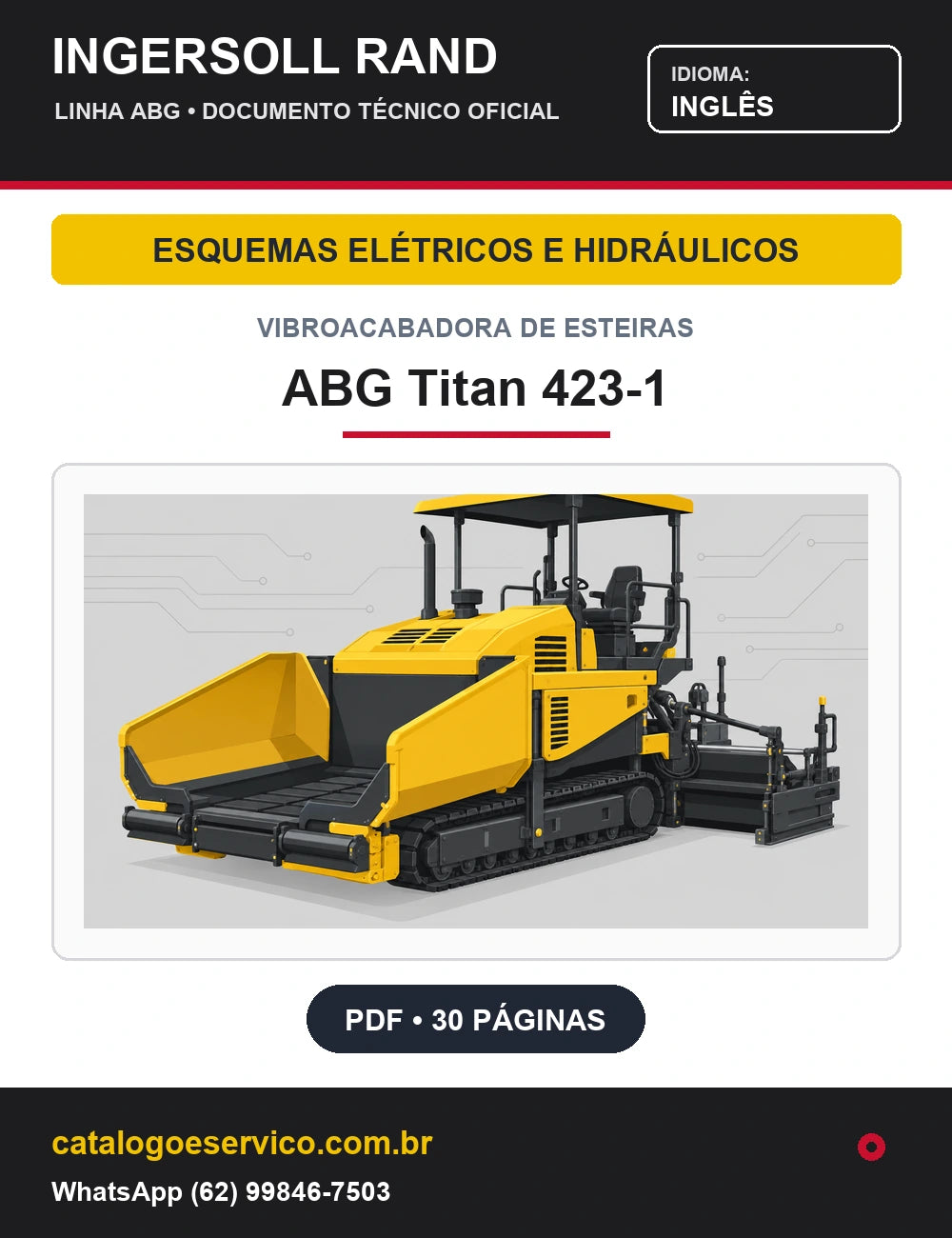 Capa Esquemas Elétricos e Hidráulicos Vibroacabadora de Esteiras ABG Titan 423-1 Ingersoll Rand / Volvo (Inglês)
