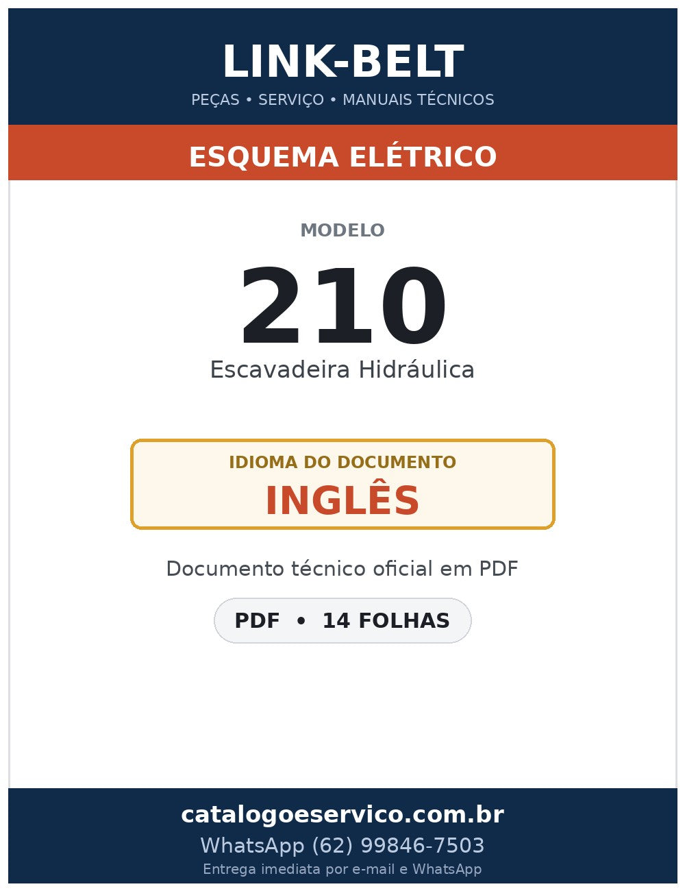 Esquema Elétrico Link-Belt 210 Escavadeira Hidráulica