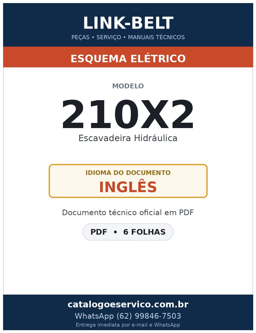 Esquema Elétrico Link-Belt 210X2 Escavadeira Hidráulica