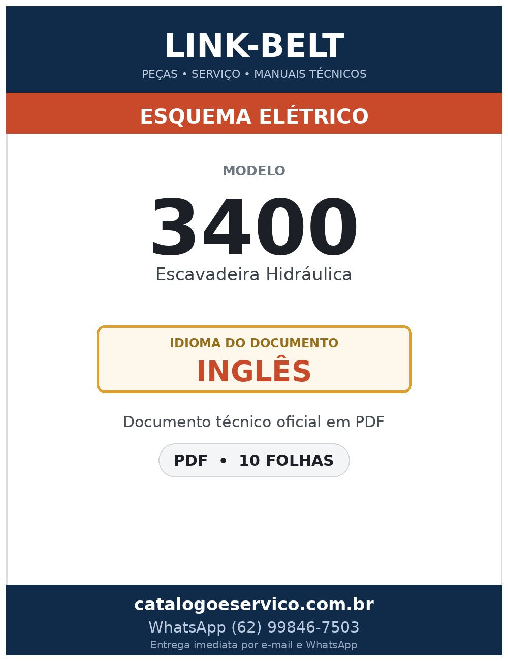 Esquema Elétrico Link-Belt 3400 Escavadeira Hidráulica