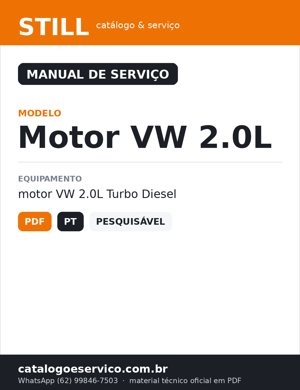 Manual de Serviço STILL Motor VW 2.0L — capa