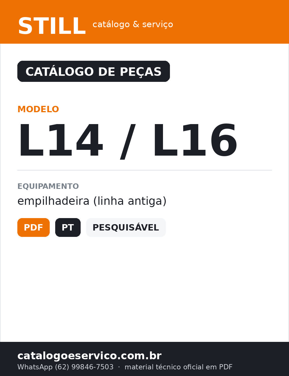 Catálogo de Peças STILL L14 / L16 — capa