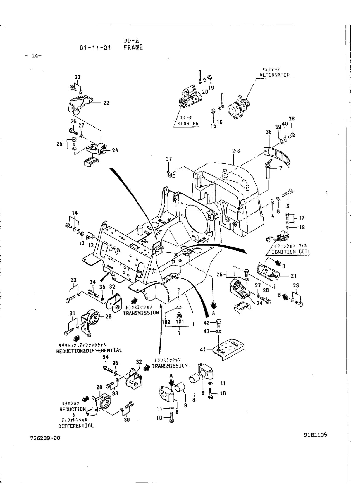 Mitsubishi Empilhadeira FG20, FG25 — empilhadeira, vista explodida 1