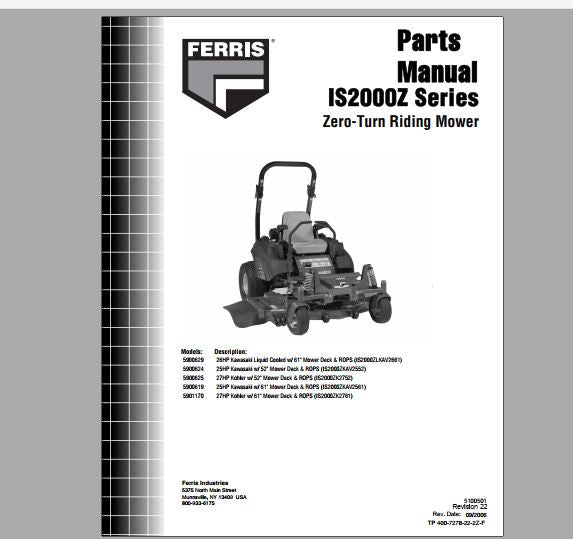 CATALOGO DE PEÇAS PDF CORTADOR DE GRAMA IS2000Z SERIES - FERRIS