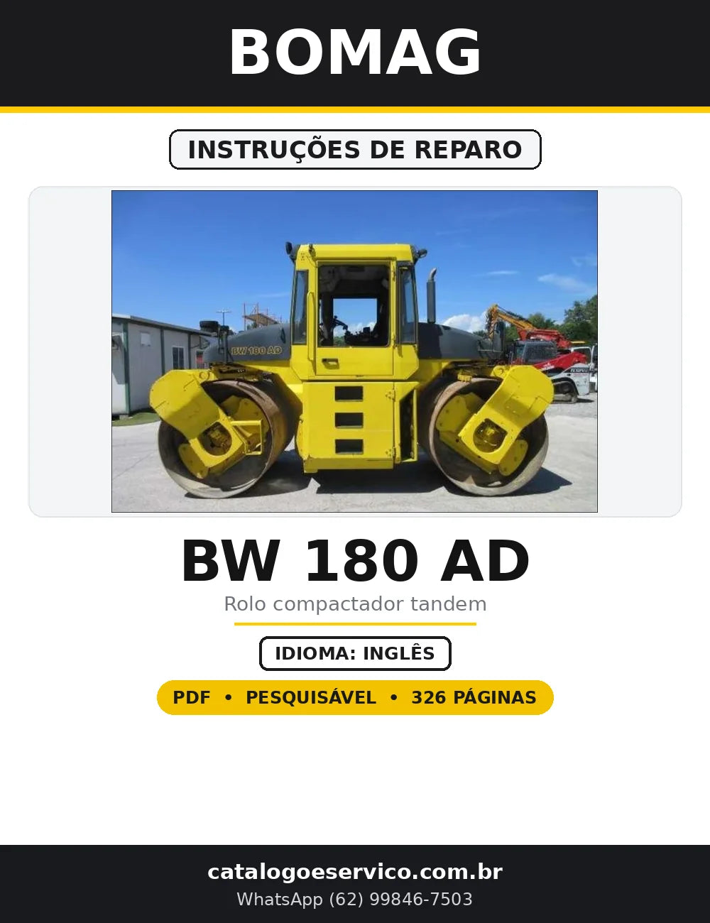 Capa do Instruções de Reparo BOMAG BW 180 AD em PDF com 326 páginas