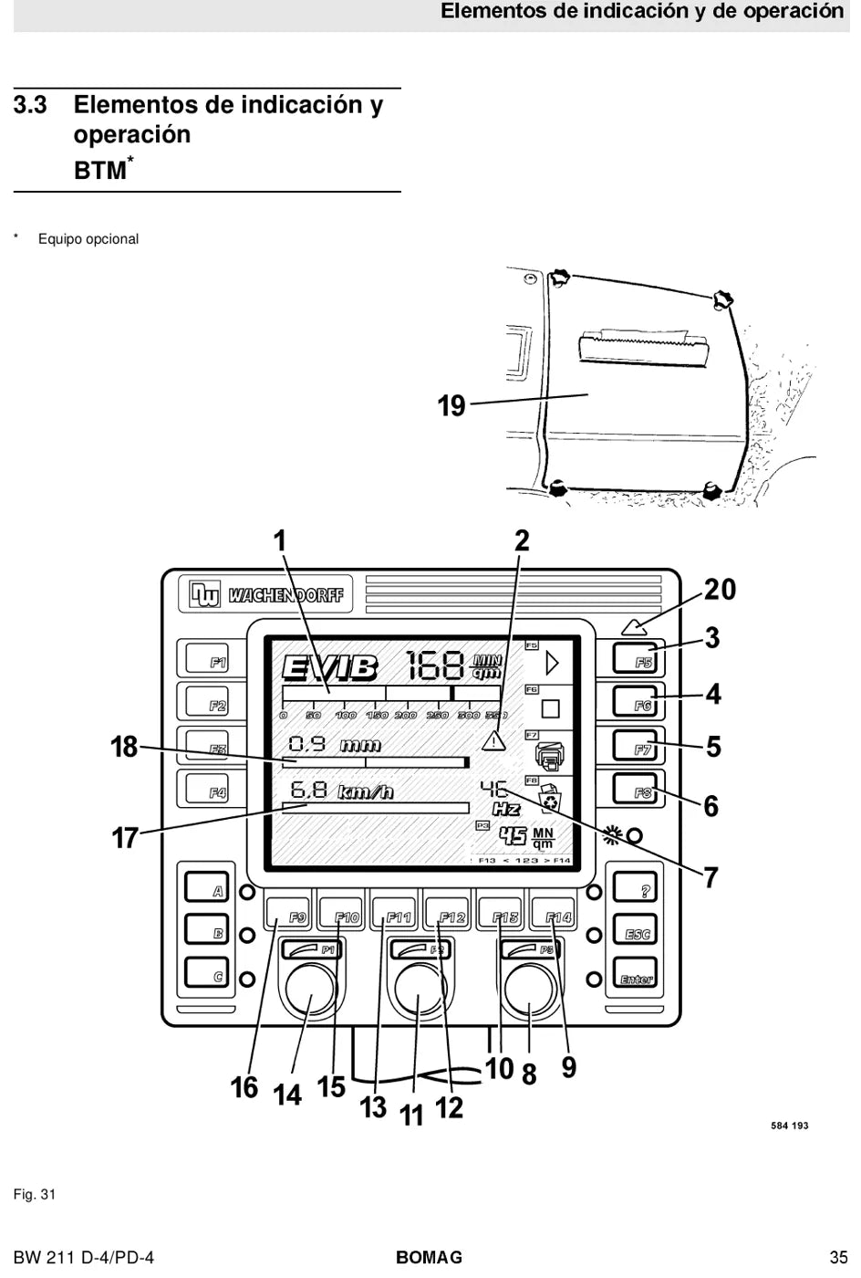 Página ilustrada do Instruções de Serviço e Manutenção BOMAG BW 211 D-4 e PD-4