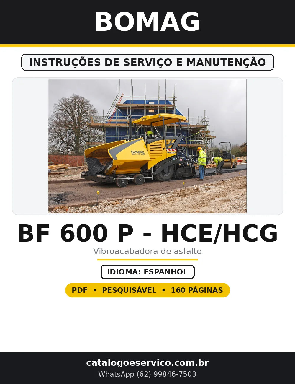 Capa do Instruções de Serviço e Manutenção BOMAG BF 600 P - HCE/HCG em PDF com 160 páginas