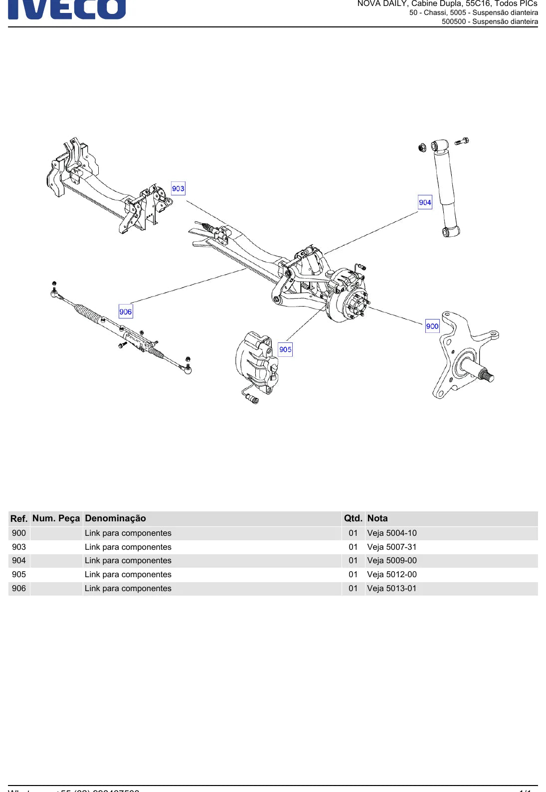 Catálogo de Peças Iveco Nova Daily 55C16 — vista explodida de peças (página interna do PDF)
