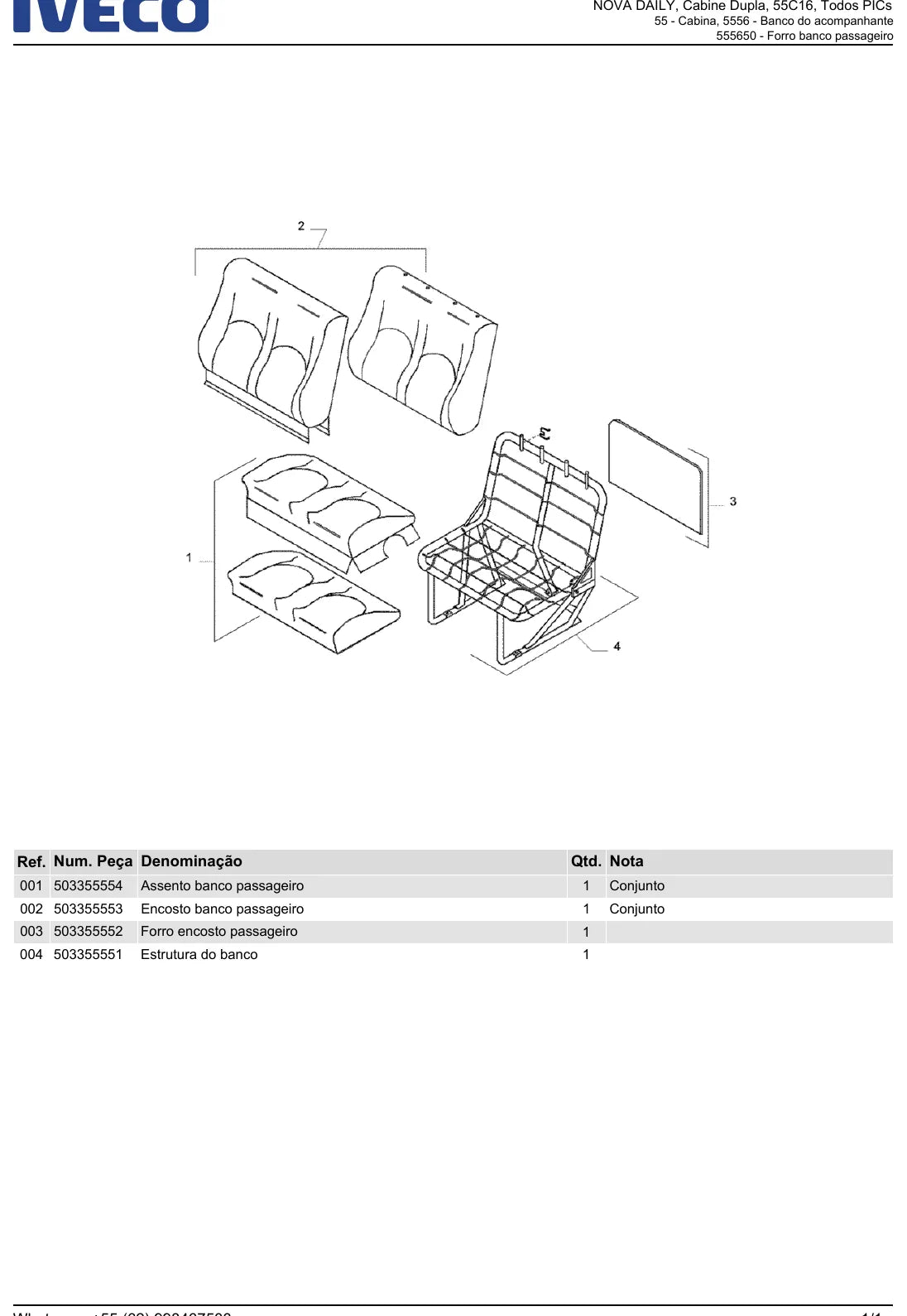 Catálogo de Peças Iveco Nova Daily 55C16 — ilustração de peças originais (página interna do PDF)