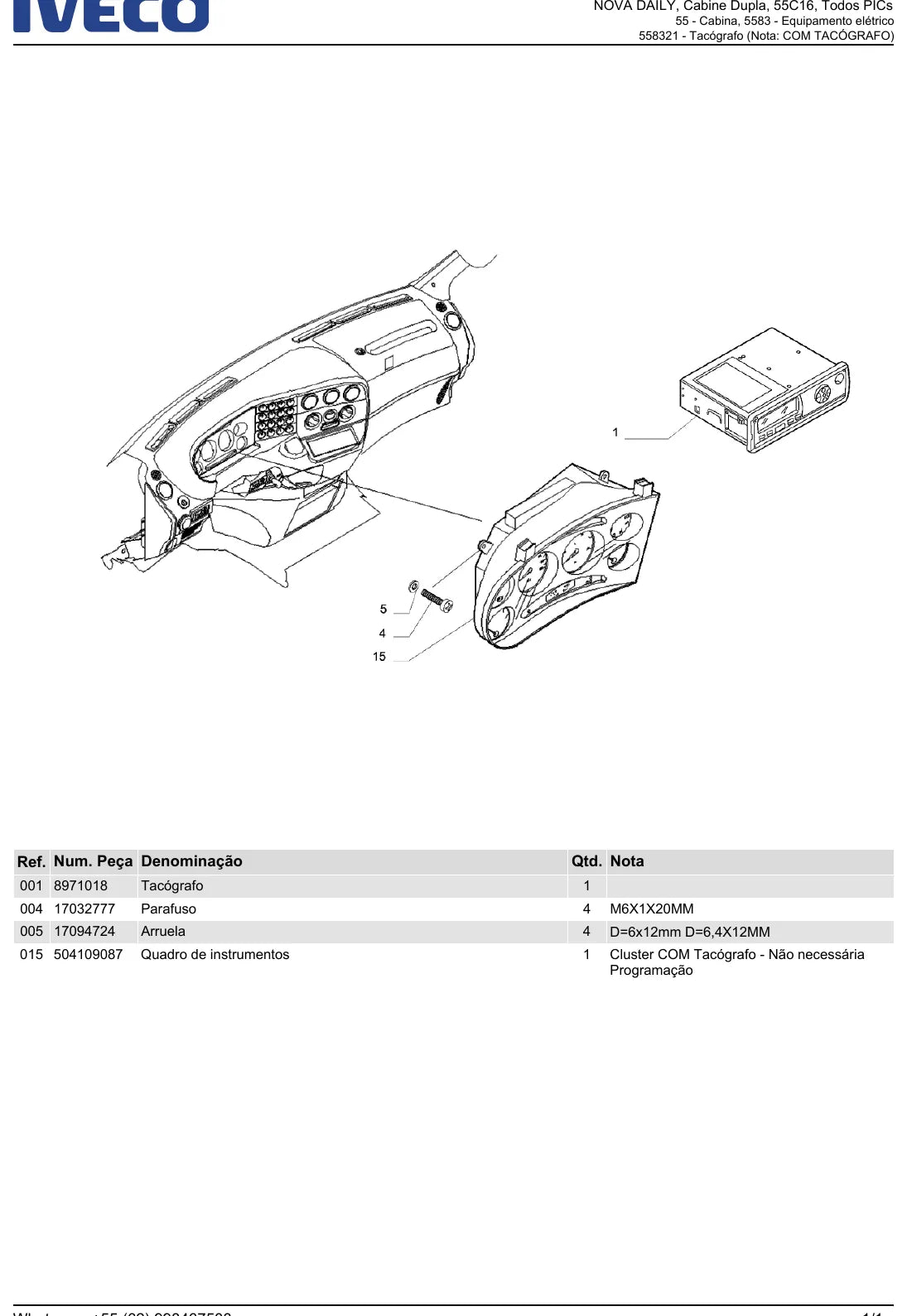 Catálogo de Peças Iveco Nova Daily 55C16 — vista técnica detalhada (página interna do PDF)