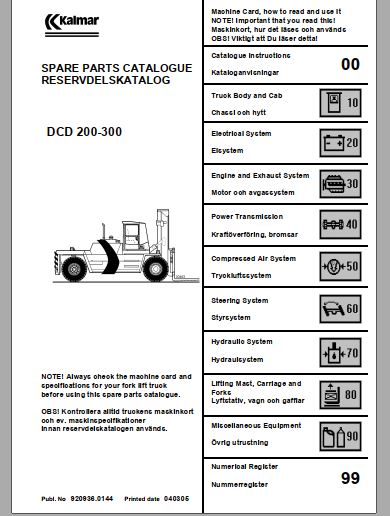 CATALOGO DE PEÇAS PDF EMPILHADEIRA DCD 200-300 - KALMAR