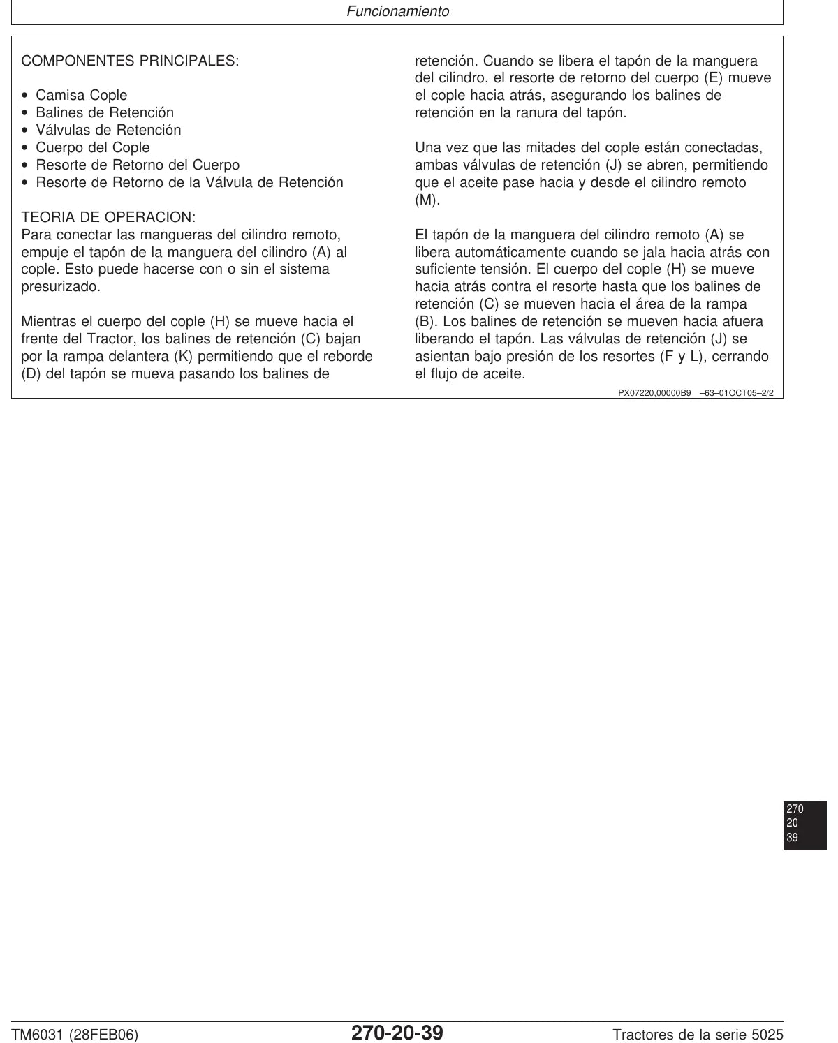 Manual Técnico John Deere 5425 · 5625 · 5725 — procedimento de serviço (página interna do PDF)