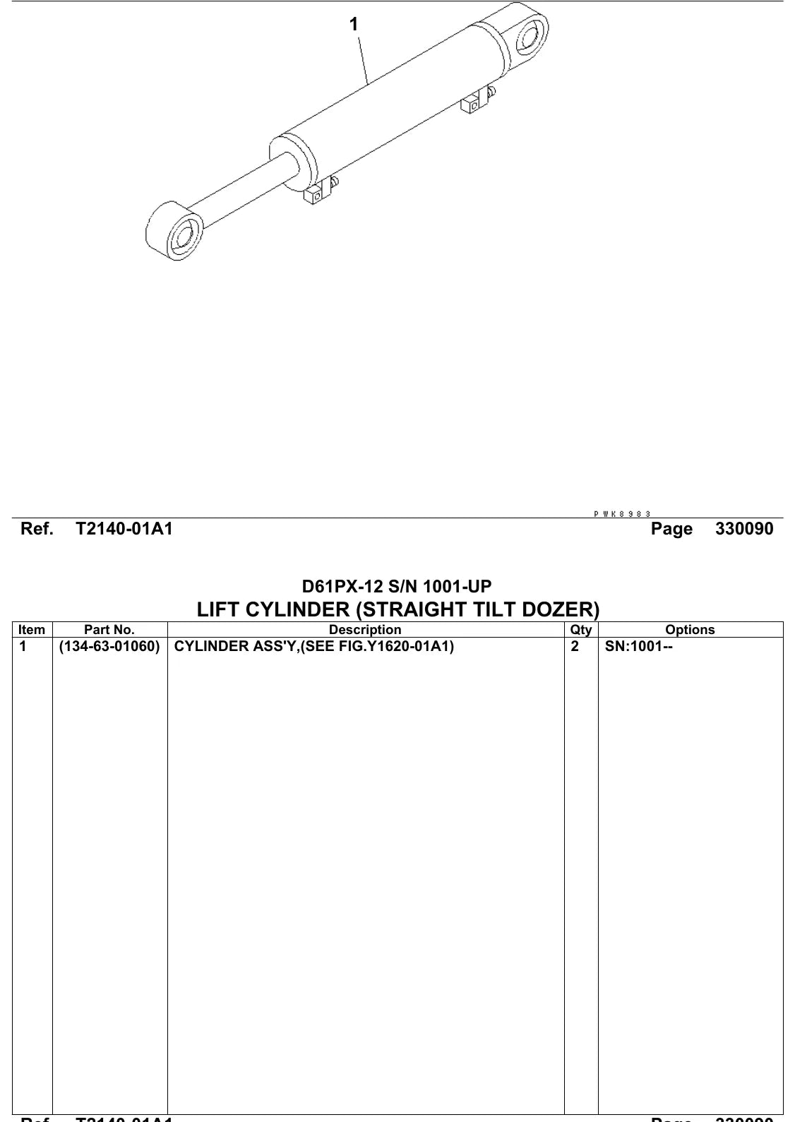 Catálogo de Peças Komatsu D65PX-12 — ilustração de peças originais (página interna do PDF)