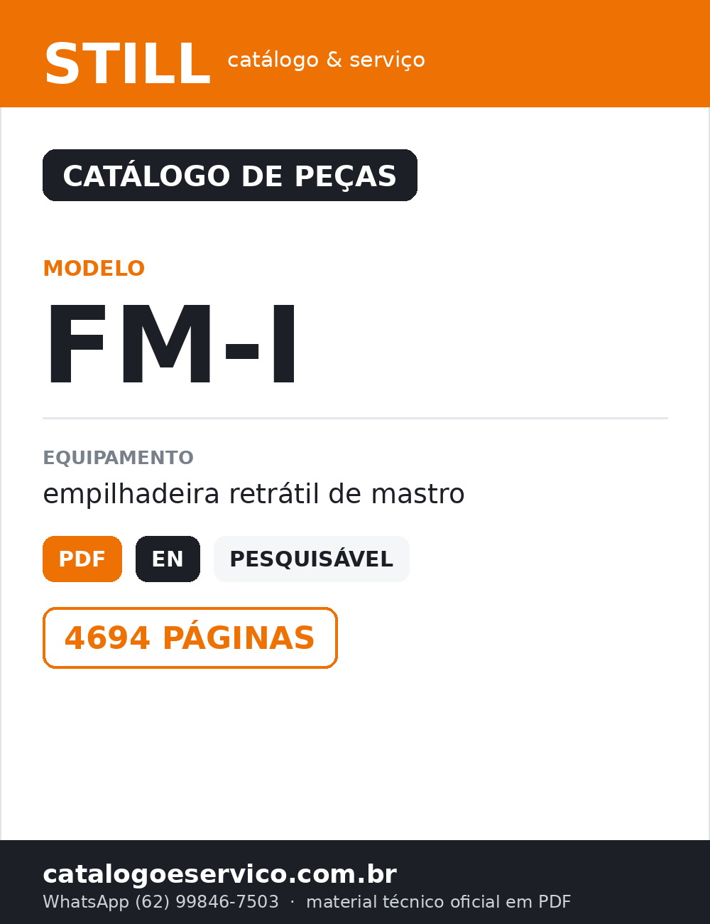 Catálogo de Peças STILL FM-I — Empilhadeira retrátil de mastro — capa