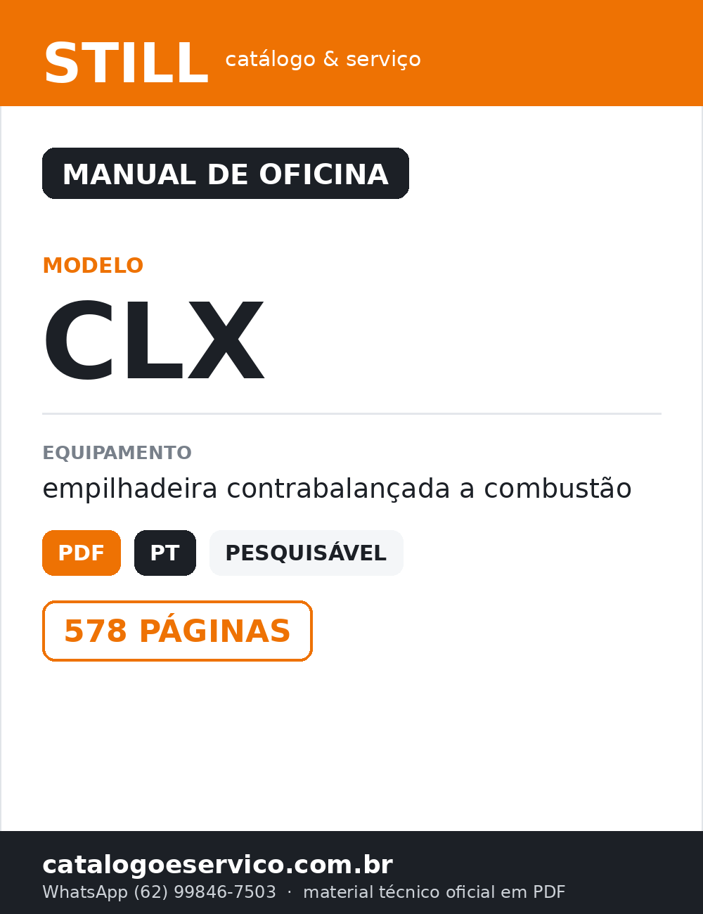 Manual de Oficina STILL CLX — Empilhadeira contrabalançada a combustão — capa