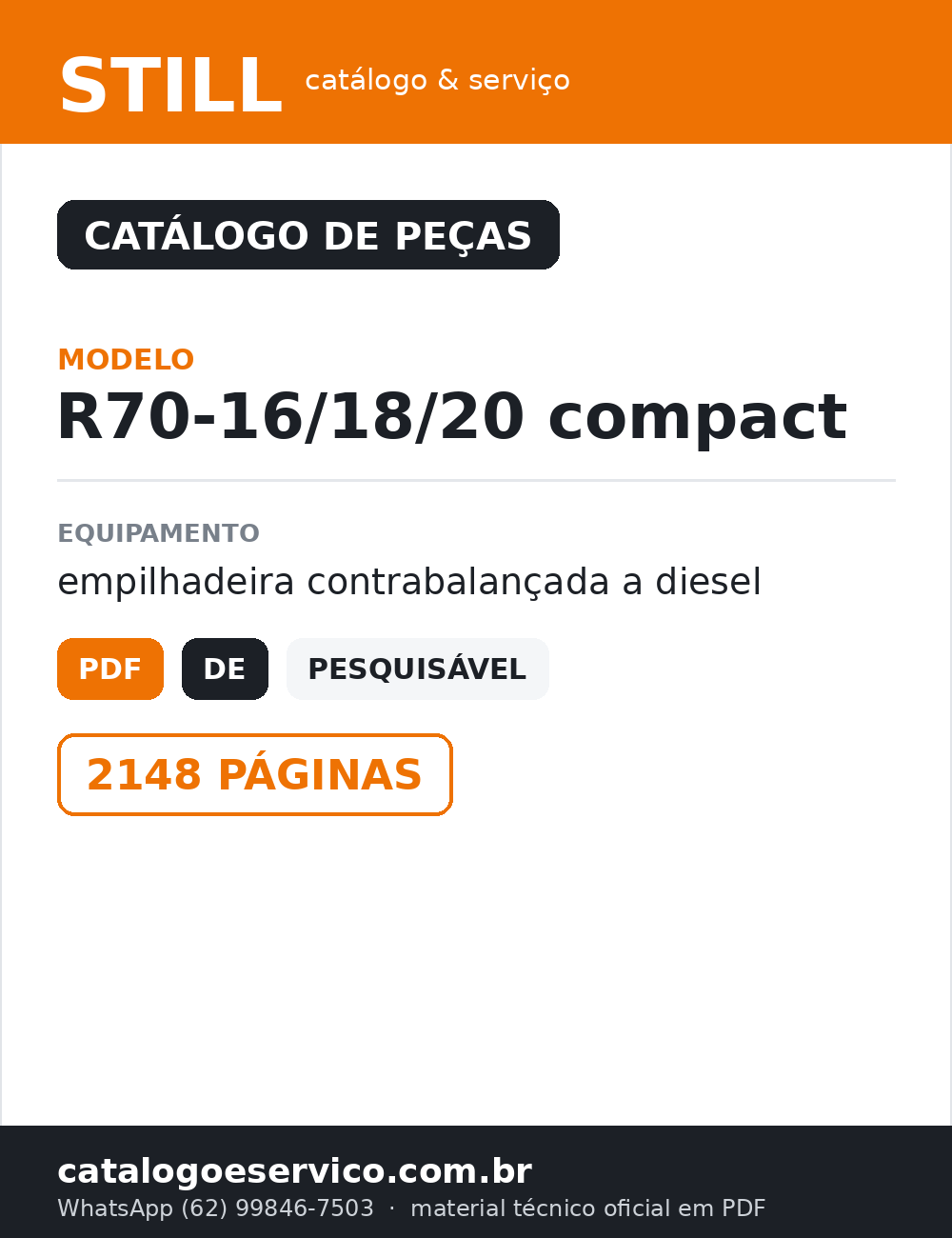 Catálogo de Peças STILL R70-16/18/20 compact — capa