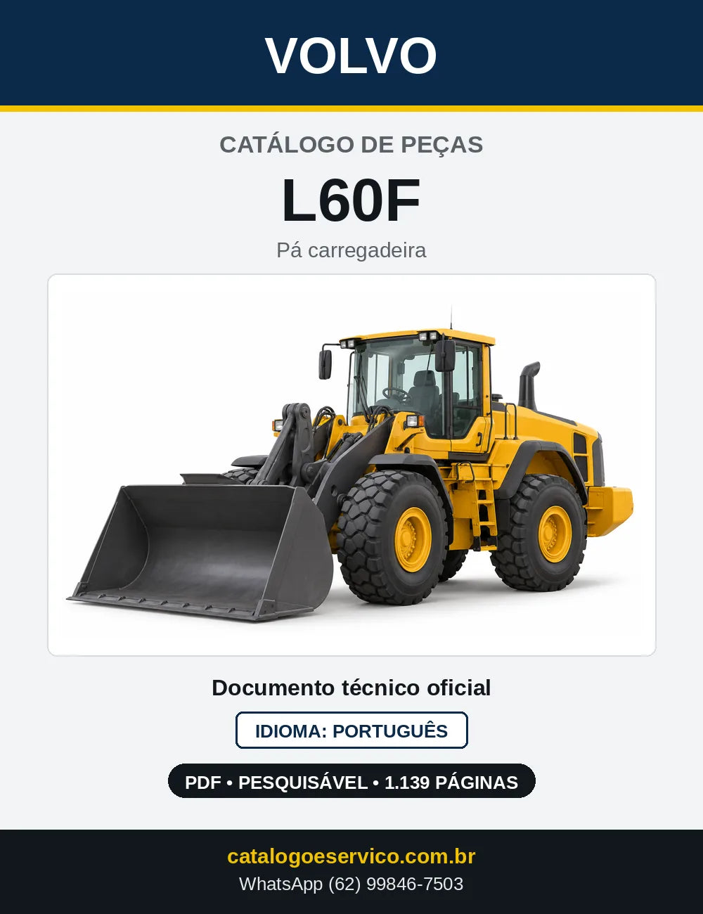 Capa do Catálogo de Peças Volvo L60F – pá carregadeira