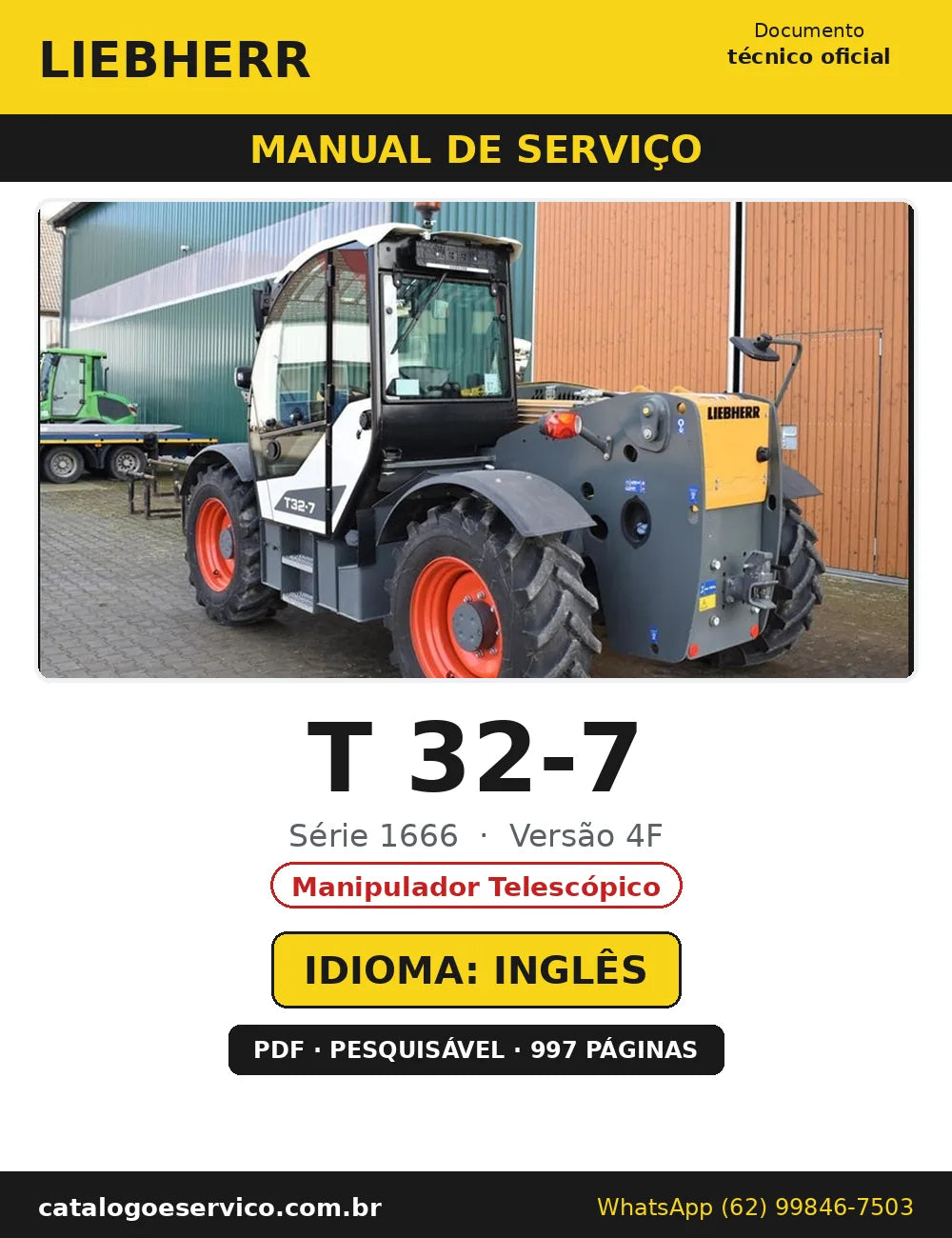 Capa do Manual de Serviço Liebherr T 32-7 1666 4F — Manipulador Telescópico