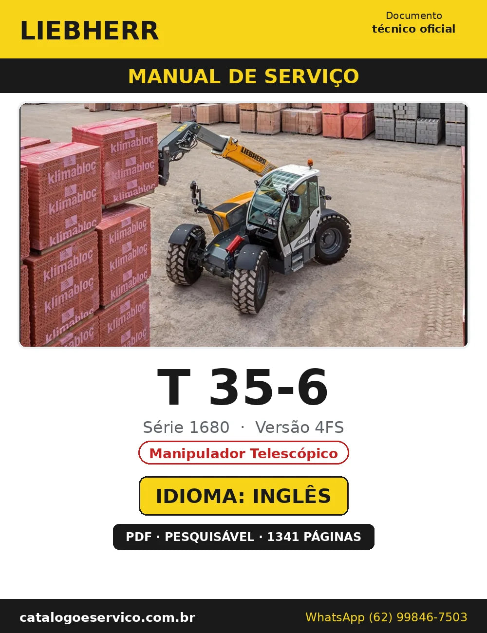 Capa do Manual de Serviço Liebherr T 35-6 1680 4FS — Manipulador Telescópico