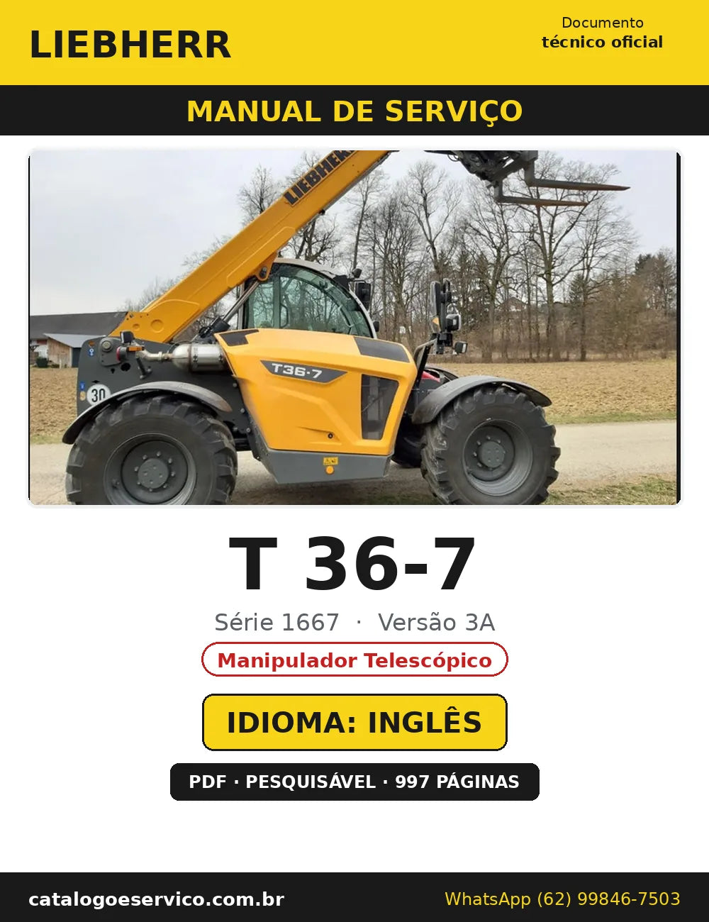 Capa do Manual de Serviço Liebherr T 36-7 1667 3A — Manipulador Telescópico