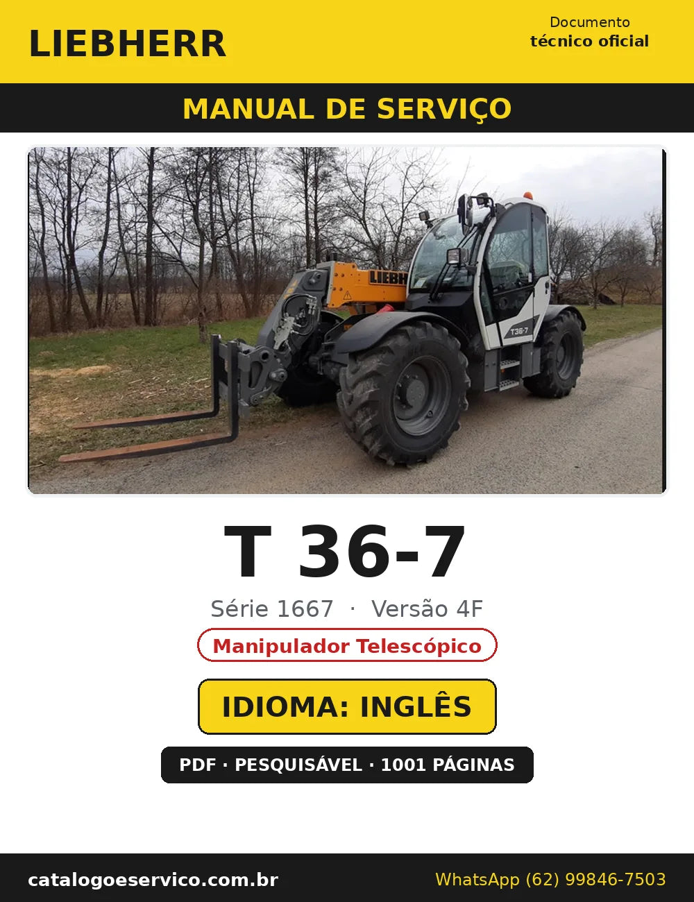 Capa do Manual de Serviço Liebherr T 36-7 1667 4F — Manipulador Telescópico