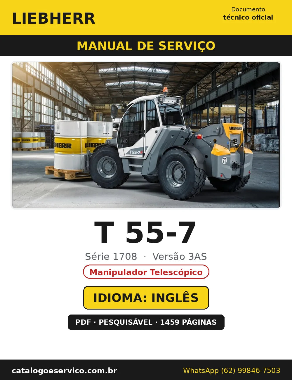 Capa do Manual de Serviço Liebherr T 55-7 1708 3AS — Manipulador Telescópico