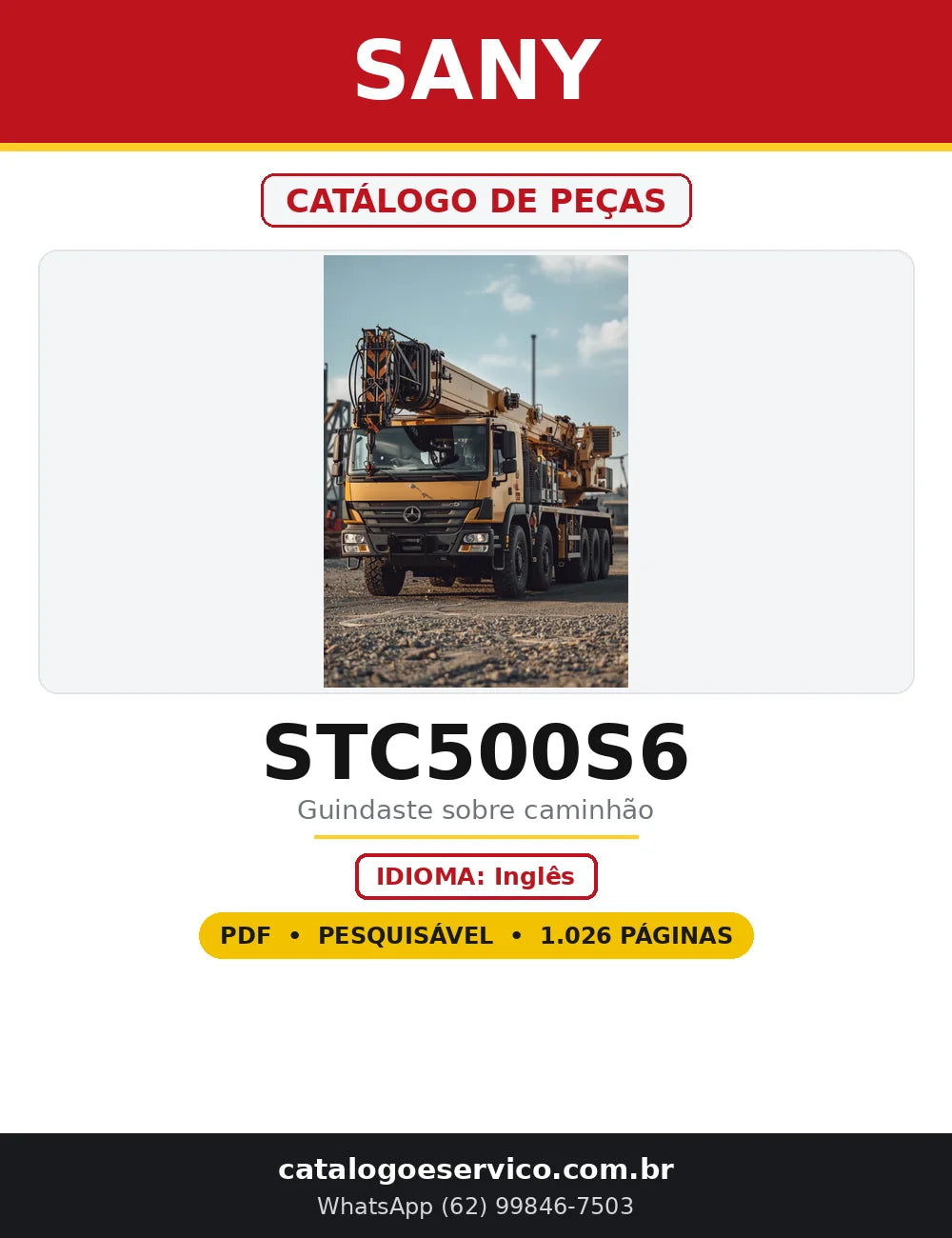 Capa do Catálogo de Peças Sany STC500S6 em PDF com 1.026 páginas